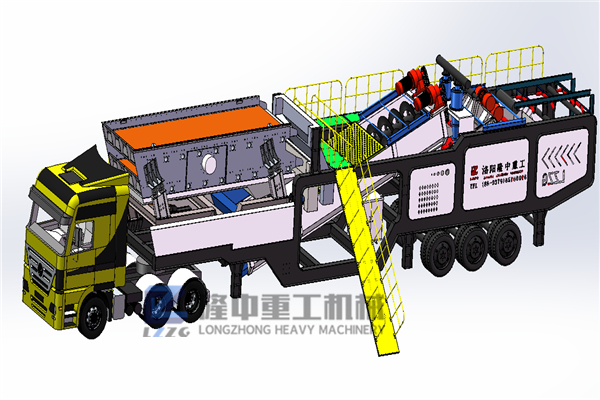 可移動的洗沙生產(chǎn)線：附帶壓濾機(jī)方便快捷